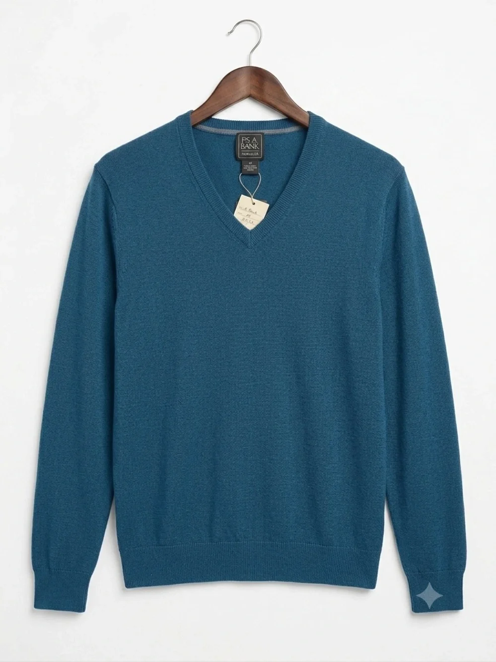 NWT JoS A Bank Traveler Merino Wool Sweater V Neck Blue Sz M
